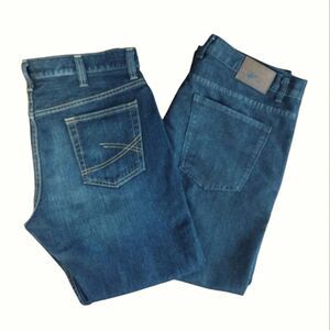 Men's 2 Pairs Dark Indigo & Black Rinse Slim Straight Leg Jeans Bundle 38x30